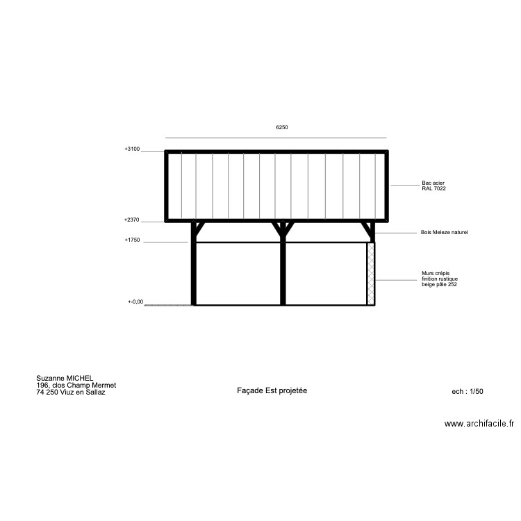 FACADE EST 1. Plan de 5 pièces et 21 m2