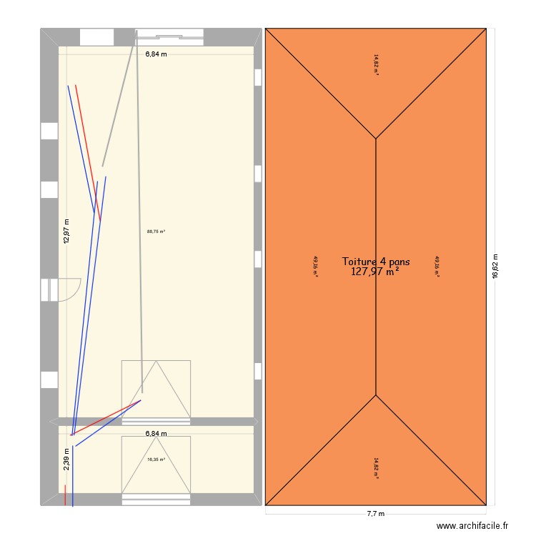 La jardinerie sur la base de la maison. Plan de 2 pièces et 105 m2