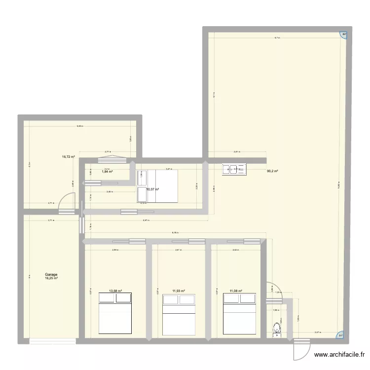 projet 2. Plan de 8 pièces et 172 m²