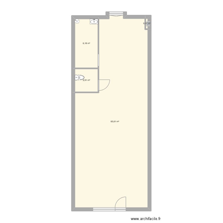VT2P. Plan de 4 pièces et 75 m2