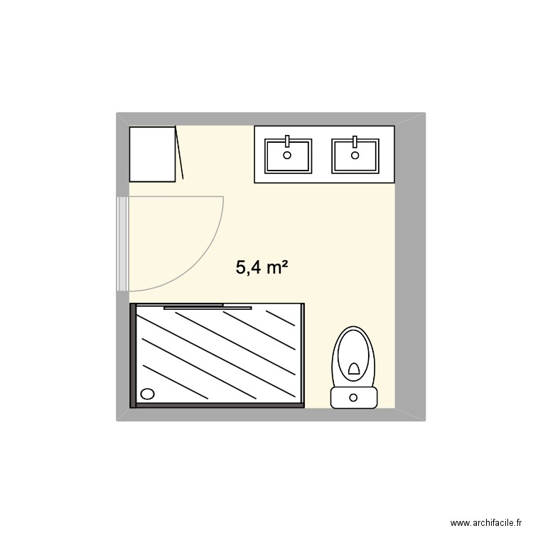 Salle de bain ss. Plan de 1 pièce et 5 m2