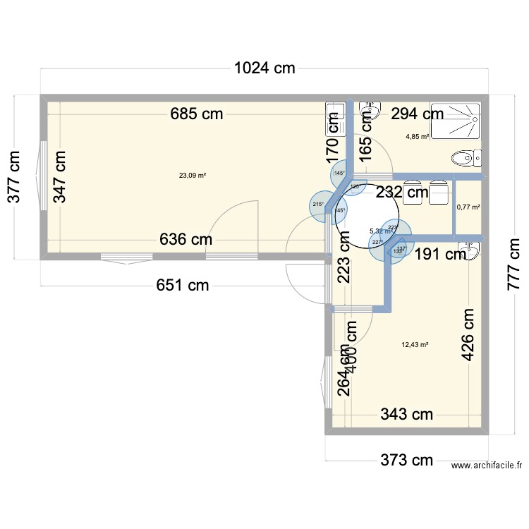 Projet cab 4. Plan de 5 pièces et 46 m2