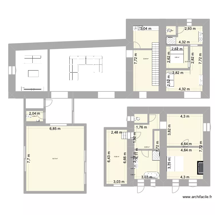 Bouquet. Plan de 13  et 182 m²