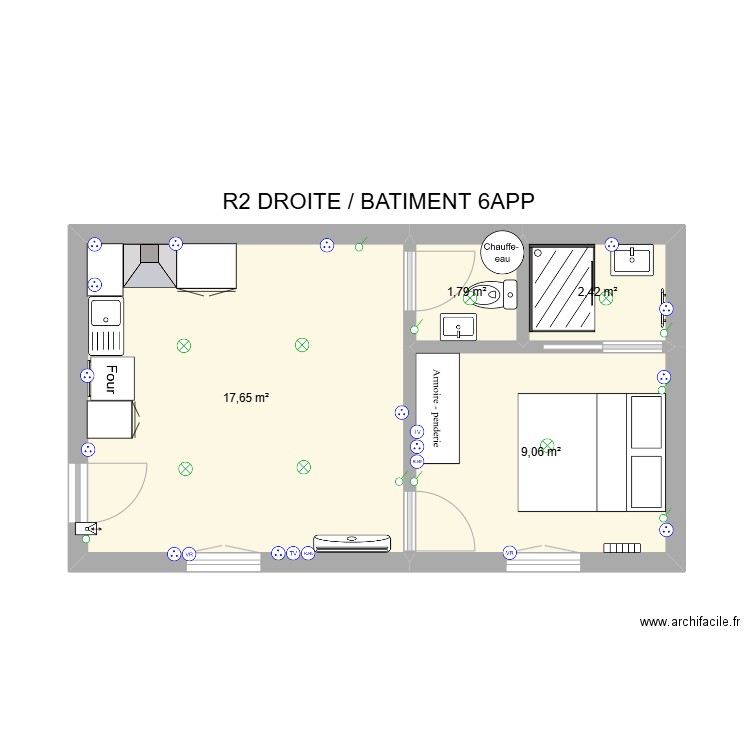 R2 DROITE / BAT6. Plan de 4 pièces et 31 m2