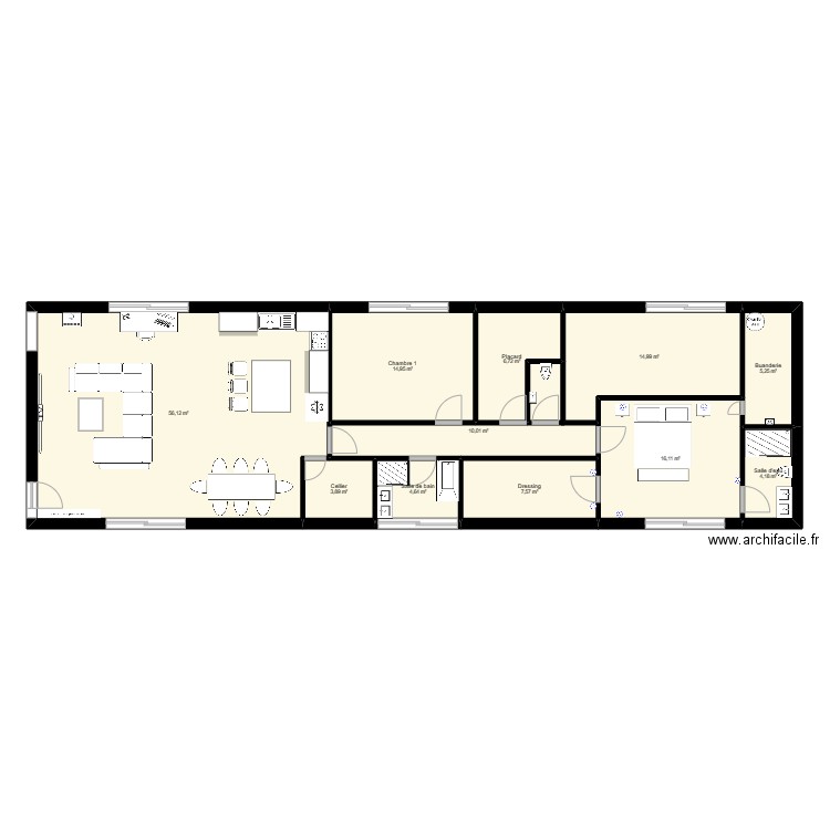 Camping 2. Plan de 11 pièces et 144 m2