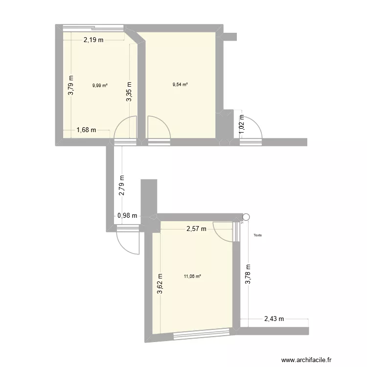bureau polygone. Plan de 4  et 31 m²