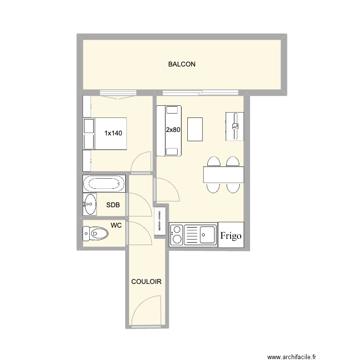 SAI104-C17. Plan de 6 pièces et 27 m2