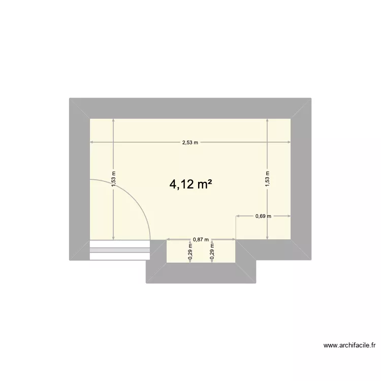 salle de bain. Plan de 1  et 4 m²