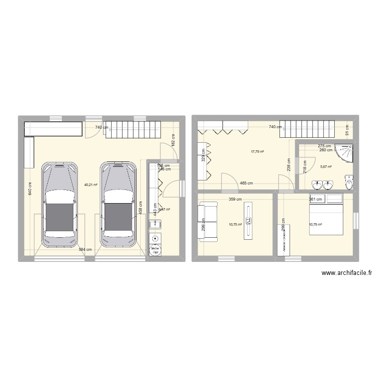 garage prolongement maison. Plan de 0 pièce et 0 m2