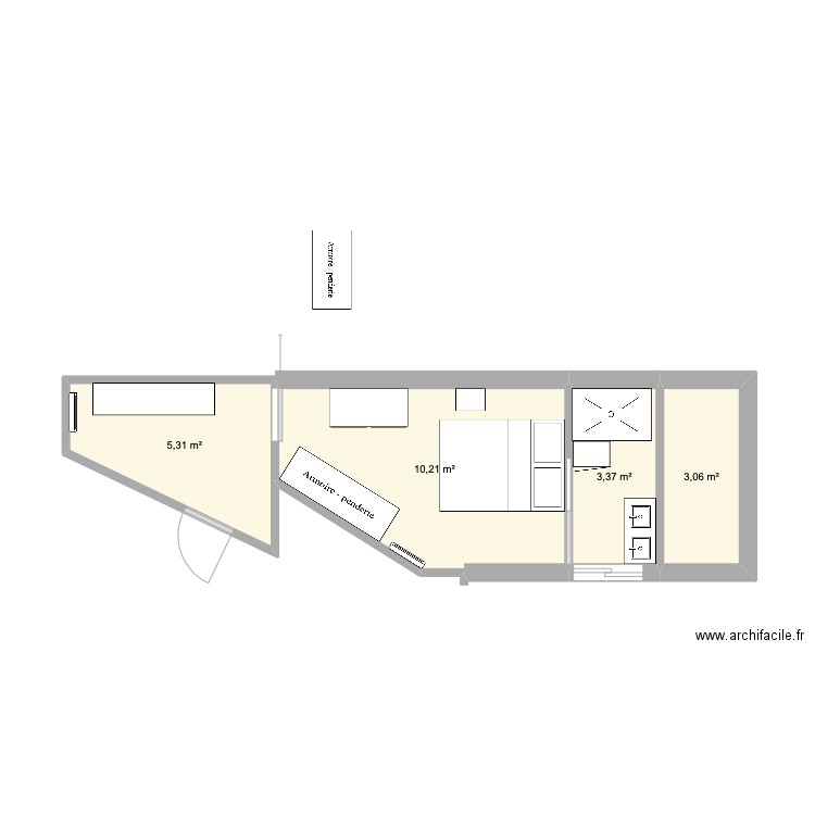 Lagny suite parentale 3. Plan de 4 pièces et 22 m2
