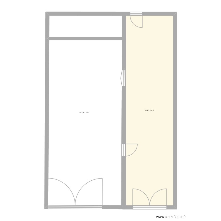 LOCAL Haut. Plan de 2 pièces et 121 m2
