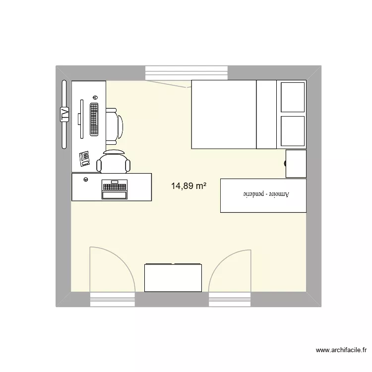 troisieme plan chambre. Plan de 1 pièce et 15 m²