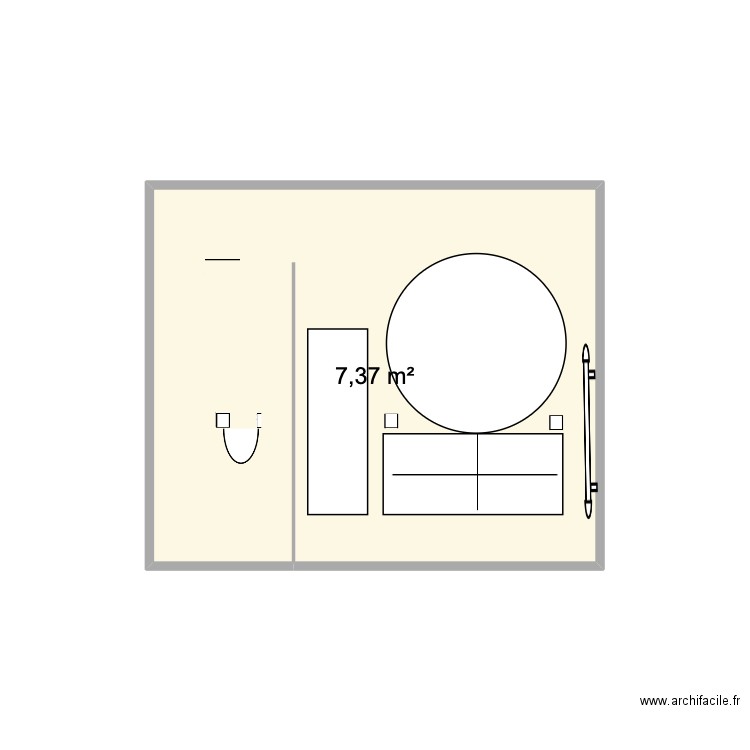 sdb bis. Plan de 1 pièce et 7 m2