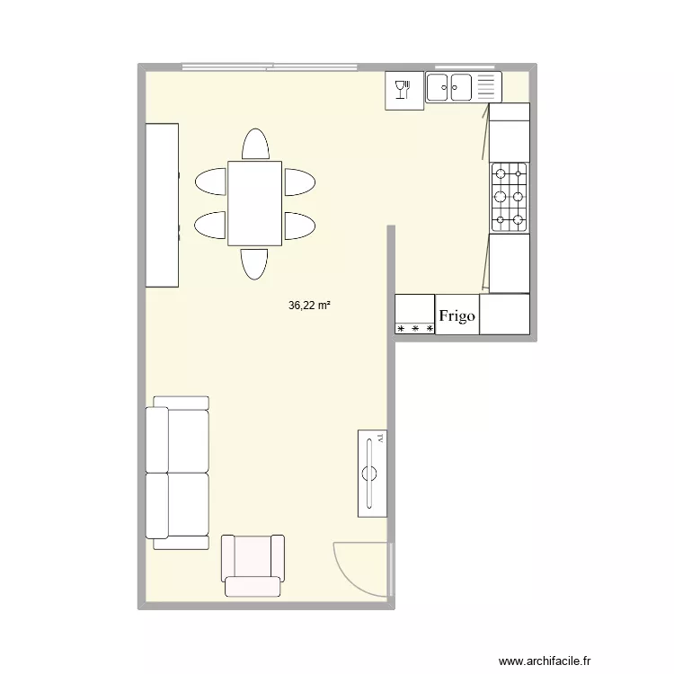 Salon. Plan de 1  et 36 m²