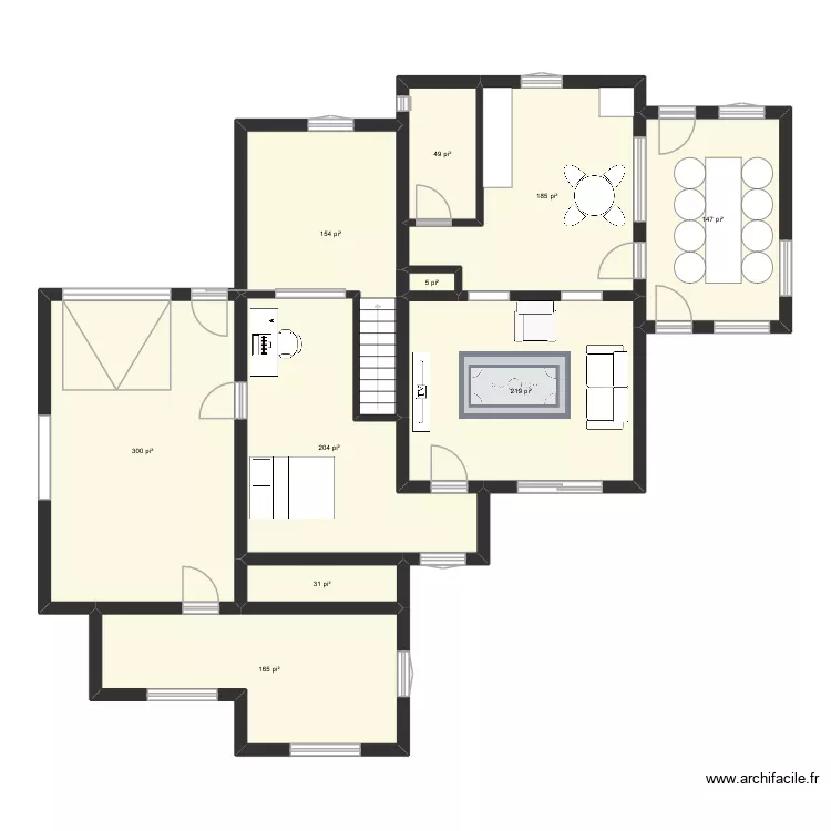 P-H 1ier. Plan de 10  et 135 m²