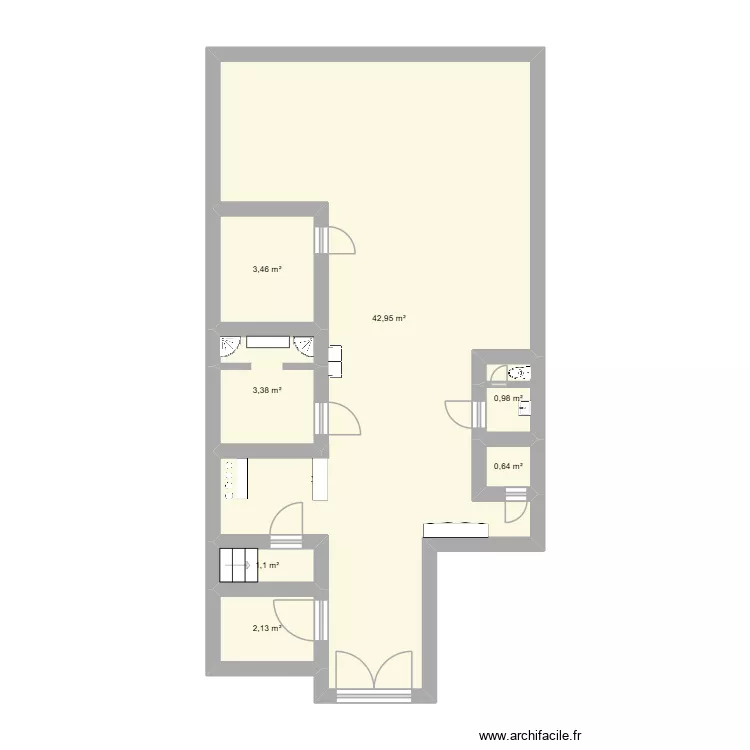 Cadre Pro : Spa Les Cent Ciels. Plan de 7 pièces et 55 m²