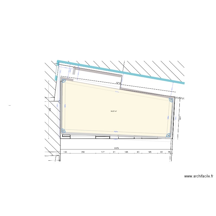 Port-Blanc Plan 3 (échelle OK) copie bleue. Plan de 1 pièce et 55 m2