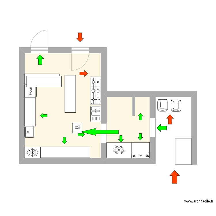 Plan cuisine marche en avant. Plan de 0 pièce et 0 m2