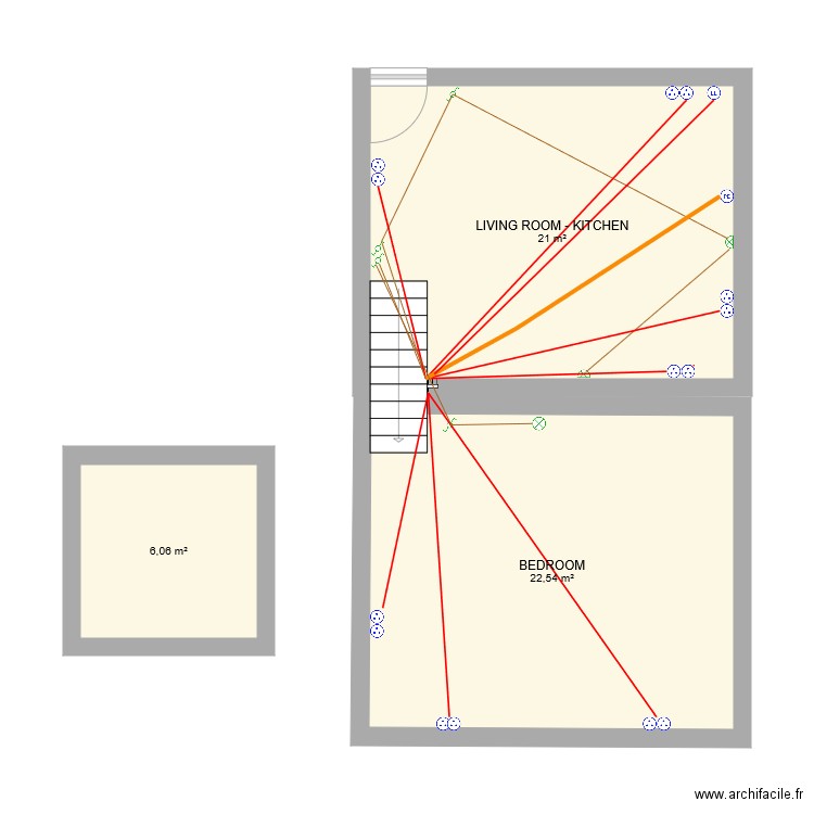 HURLEY 2. Plan de 3 pièces et 50 m2