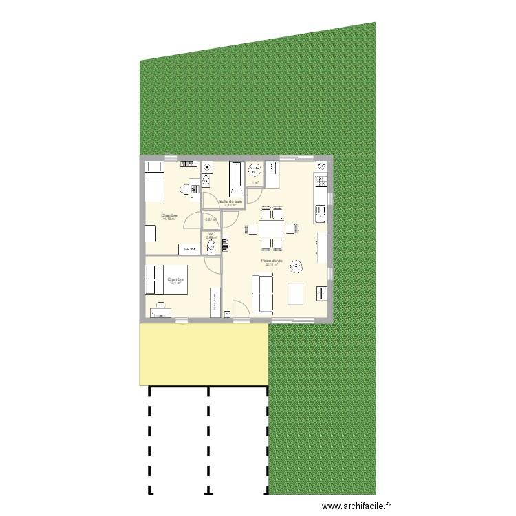 Maison Redon 60m2. Plan de 7 pièces et 61 m2