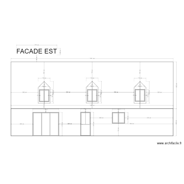 facade sud. Plan de 0 pièce et 0 m2