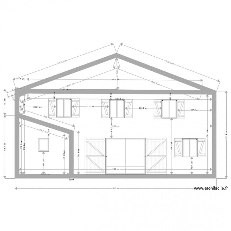 plan de coupe projet de rénovation Vaux Rouillac. Plan de 0 pièce et 0 m2