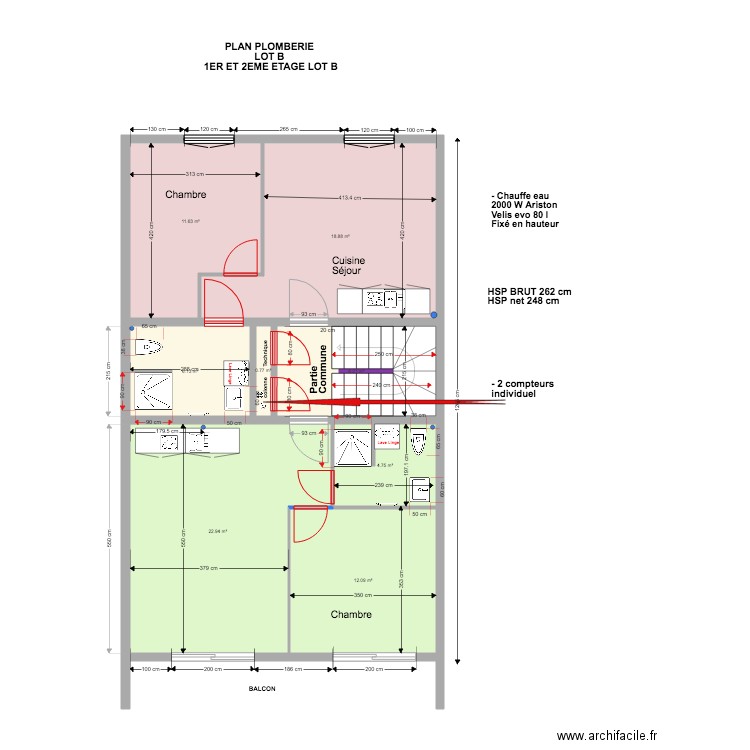 PLAN PLOMB 1er et 2ème Etage LOT B 20 05 2020. Plan de 0 pièce et 0 m2