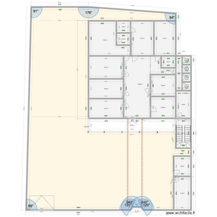 AUBERGE SAHARA (existant 2023). Plan de 23 pièces et 630 m2