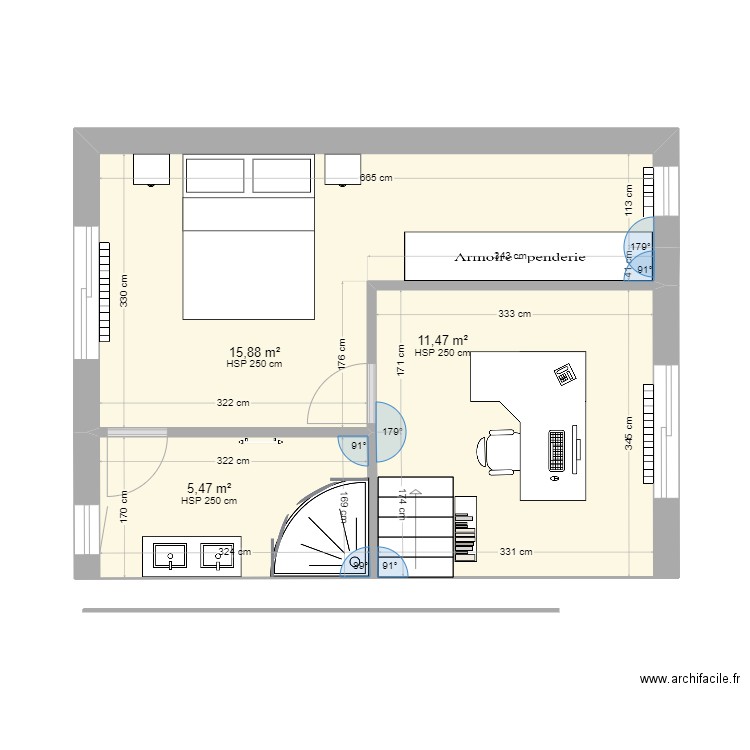 Extension portbail ind 0. Plan de 3 pièces et 33 m2