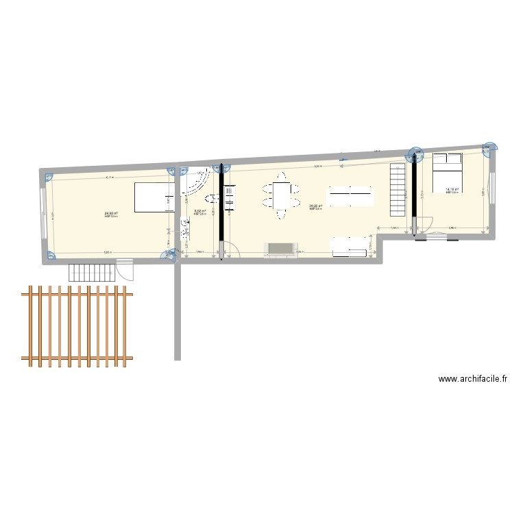 pigeonnier amenage V2. Plan de 4 pièces et 86 m2