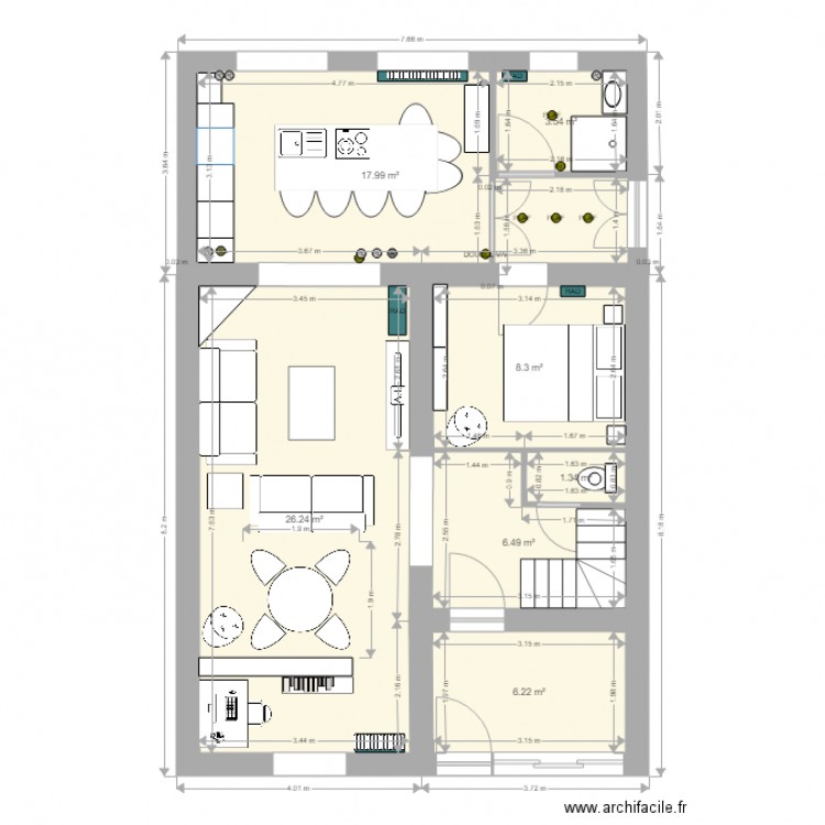 plan avec extension arriere et modifs. Plan de 0 pièce et 0 m2