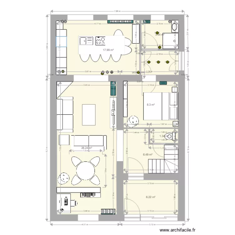 plan avec extension arriere et modifs. Plan de 
