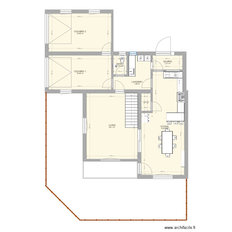 Planta Baja. Plan de 8 pièces et 106 m2