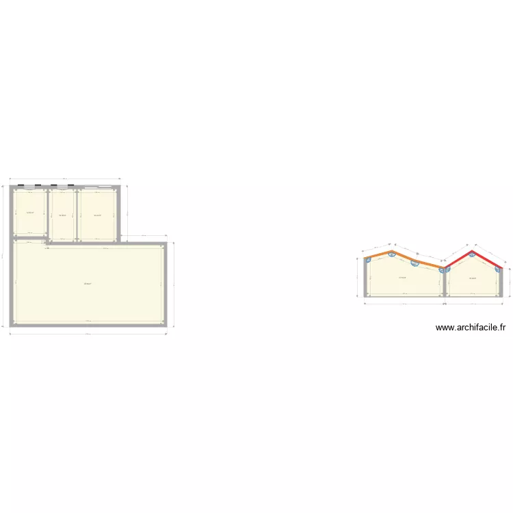 Ar&egrave;s extension 2020 toit industriel. Plan de 