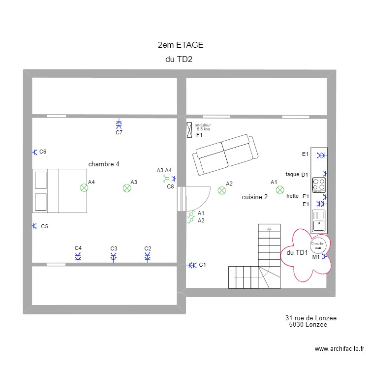 maison 2em. Plan de 1 pièce et 81 m2