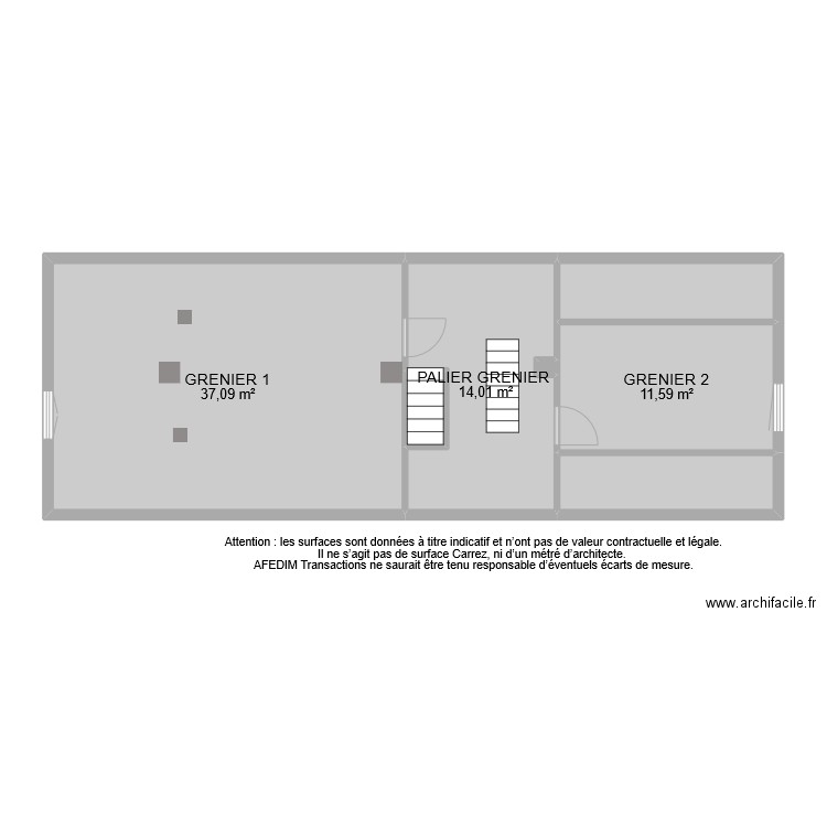 BI 9645 GRENIER . Plan de 7 pièces et 74 m2