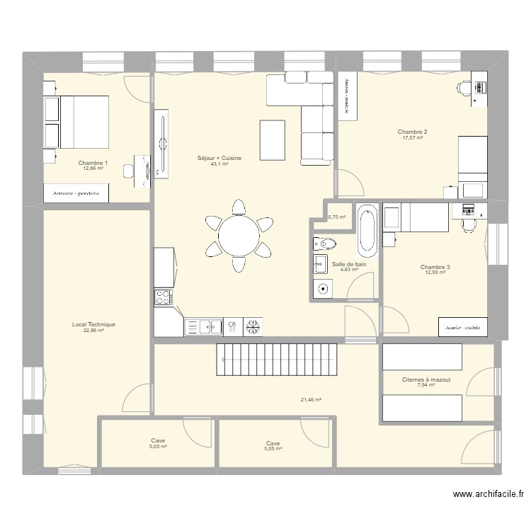 Bullet 30. Plan de 11 pièces et 154 m2