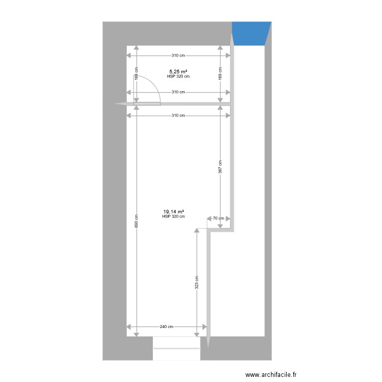 DP4 PLAN TOIT NORD. Plan de 3 pièces et 35 m2