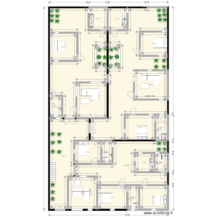 Plan appartement ahade. Plan de 23 pièces et 416 m2