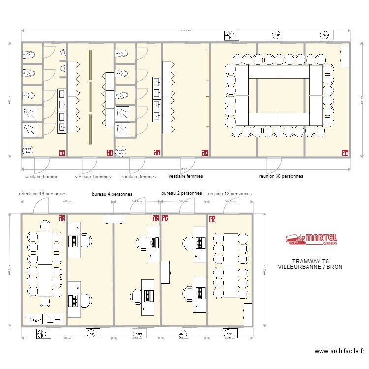 seem tramway T6 Villeurbanne /Bron. Plan de 22 pièces et 172 m2