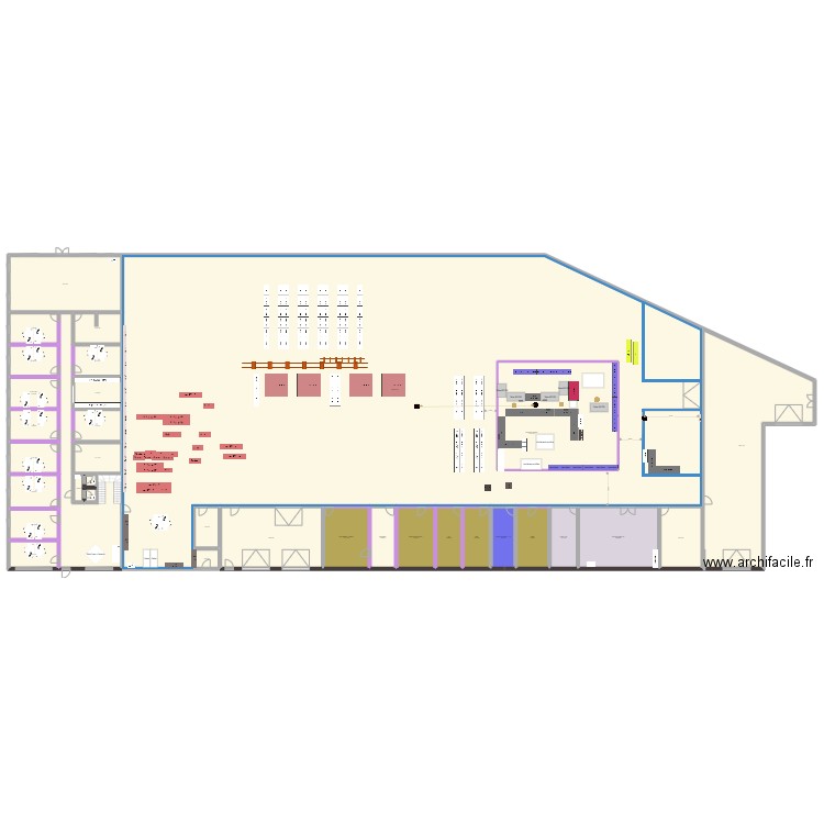 Agencement pole contrôle. Plan de 34 pièces et 2865 m2