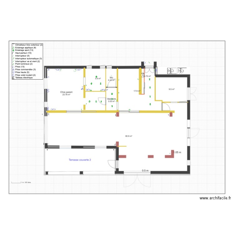 Electricité Rdc. Plan de 0 pièce et 0 m2