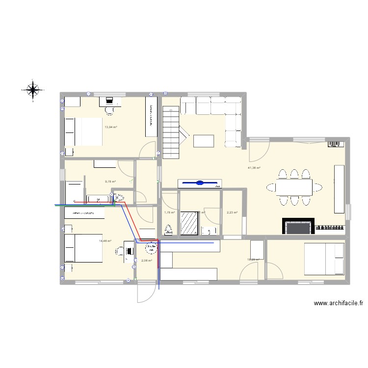 st eulalie. Plan de 9 pièces et 108 m2