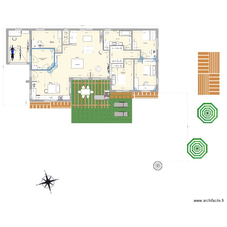 plein pied avec garage 180323. Plan de 9 pièces et 148 m2