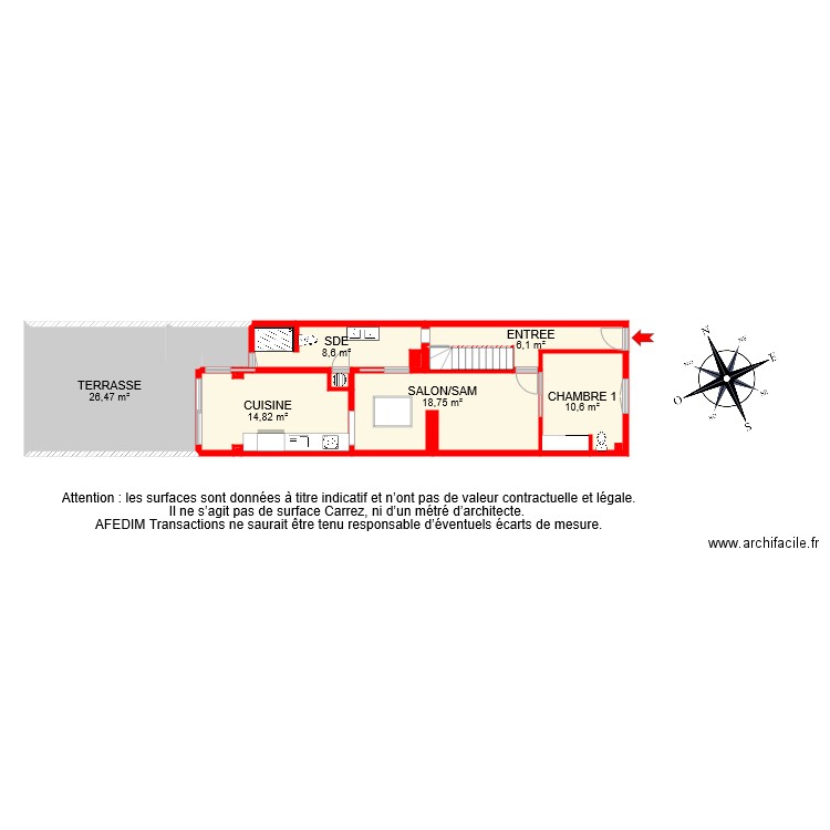 BI 8369 RDC. Plan de 12 pièces et 92 m2