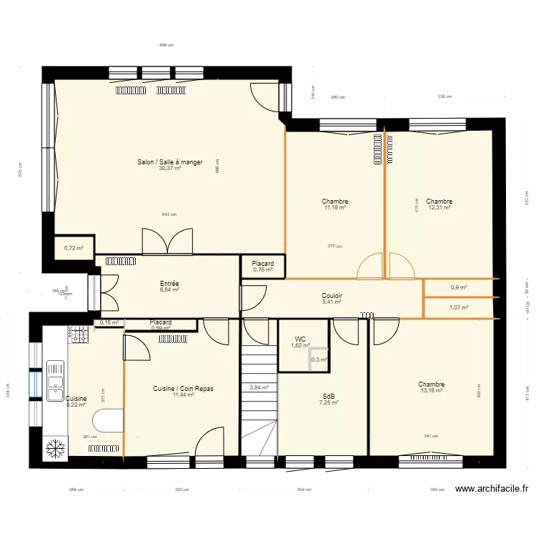Maison B&eacute;range initiale. Plan de 