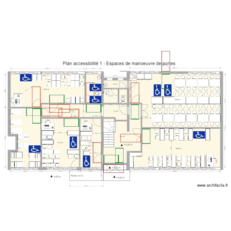 Accessibilité 2 RDC Guillemin. Plan de 13 pièces et 216 m2