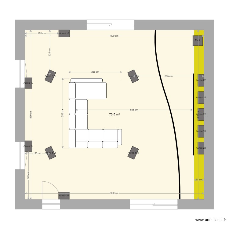 HC Soulet V1. Plan de 1 pièce et 77 m2