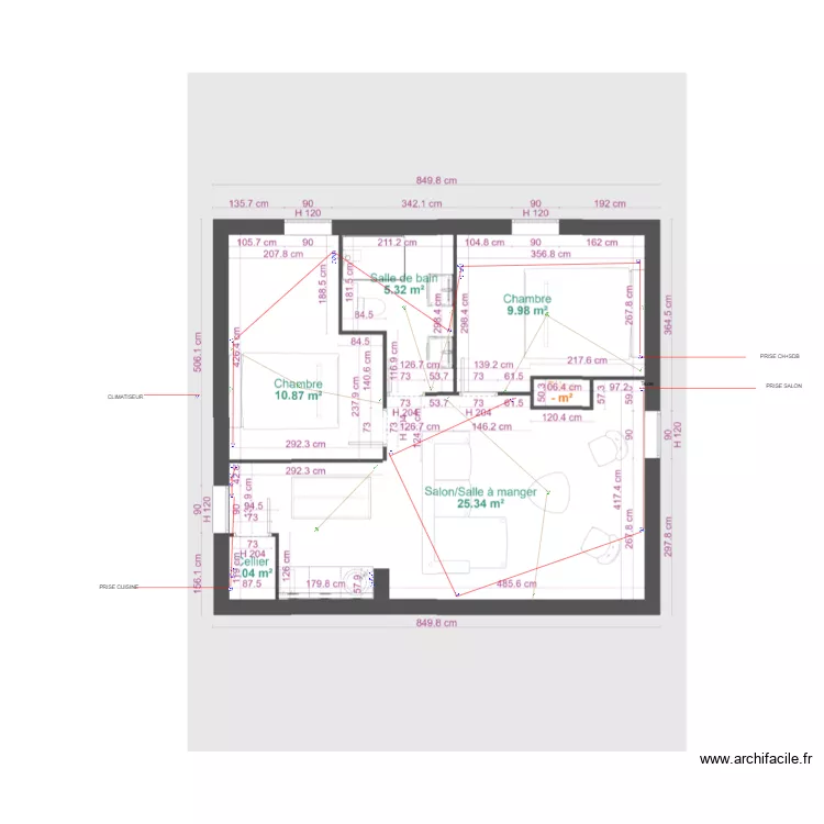 APPARTEMENT 1 L'ILE JOUDAIN. Plan de 