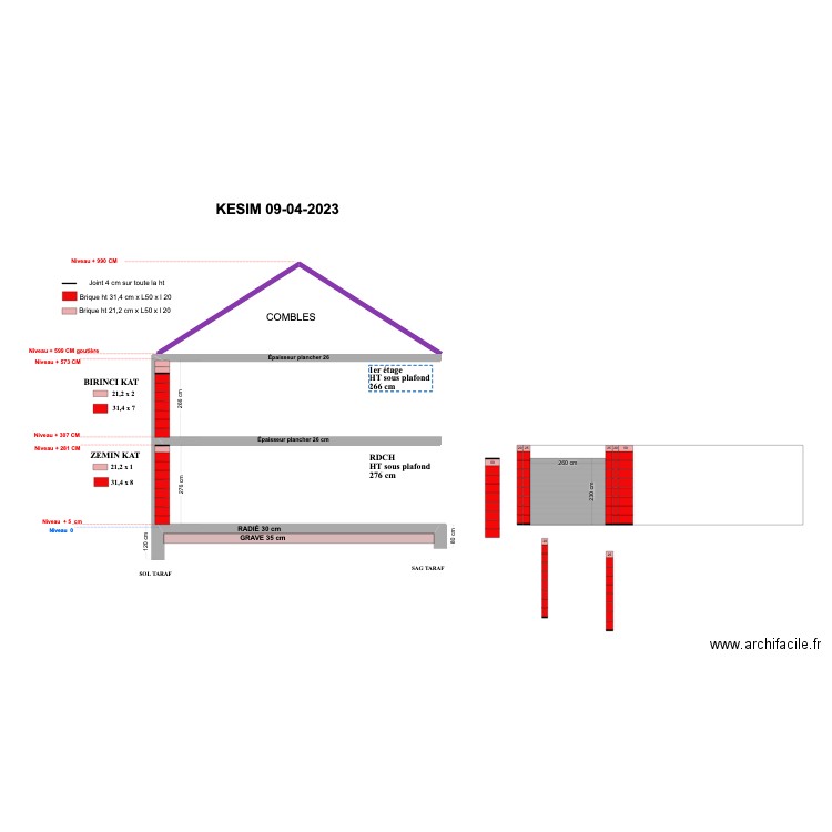 Coupe 9 JF Gros Oeuvre au 09 04 23. Plan de 0 pièce et 0 m2